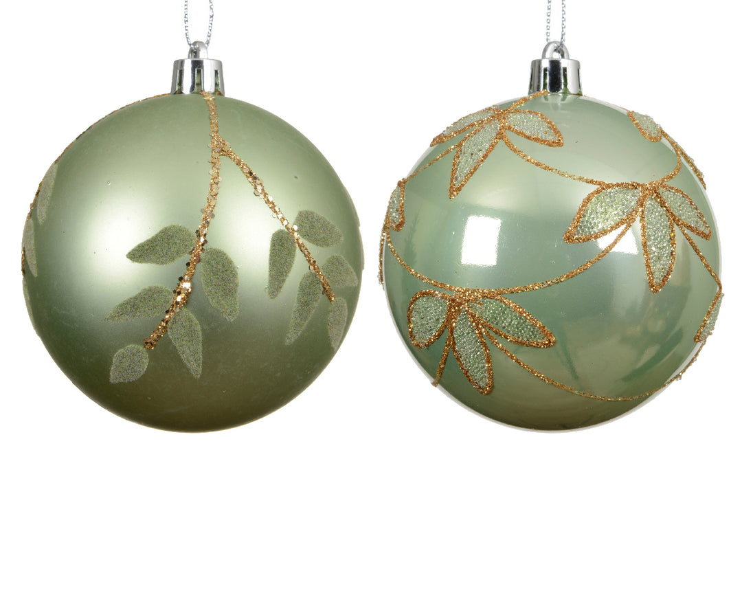 8cm Bauble Polystyrene Pearl Matt Leaf Macha Green