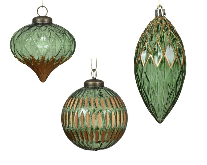 Kaemingk Shatterproof Transparent Green Baubles - Set of 3