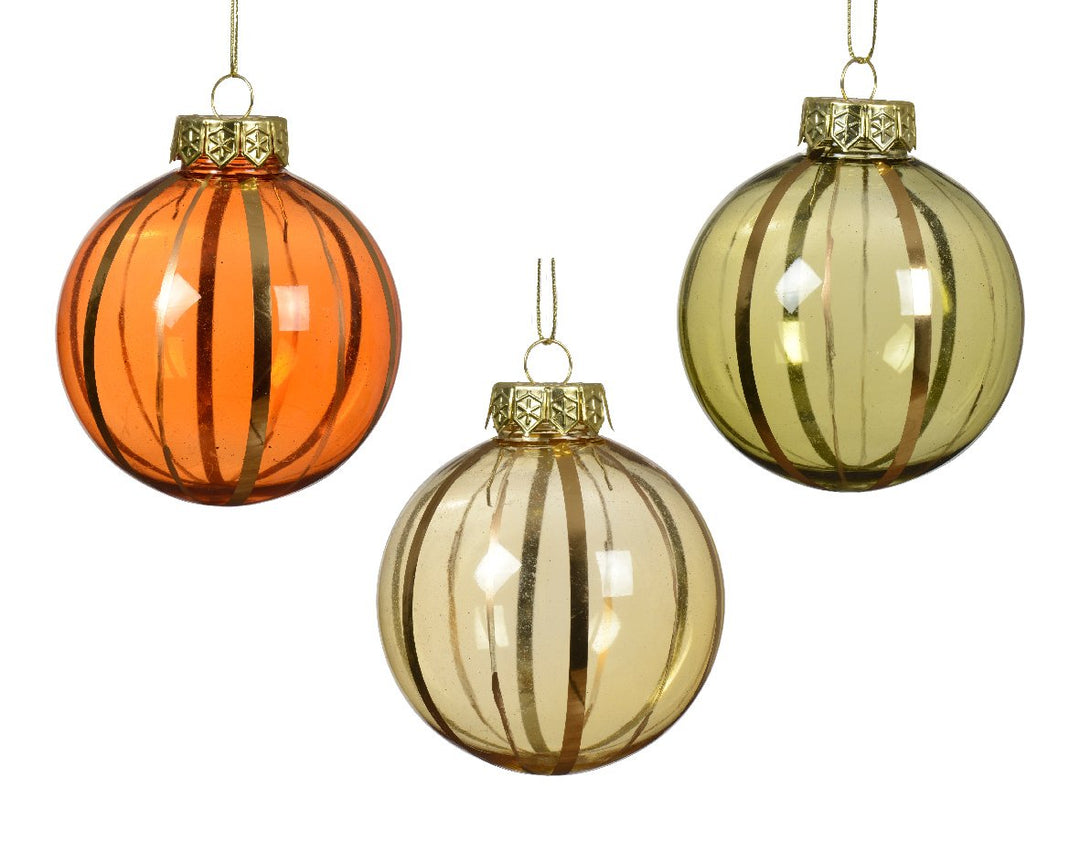 Kaemingk Shatterproof Plastic Baubles W/ Golden Line -  Set of 3