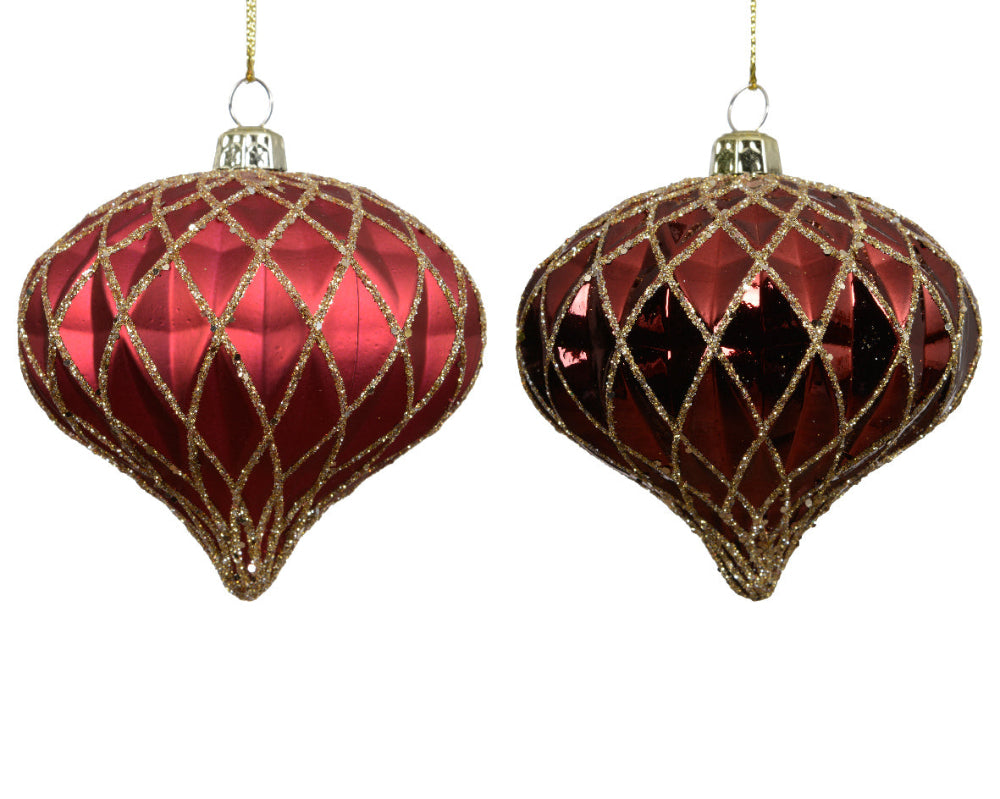 8cm Onion Polystyrene Shiny/Matt Gold Glitter Oxblood