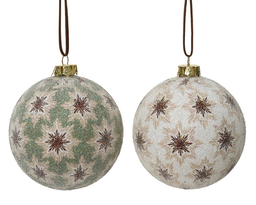 Kaemingk Foam Sugar Bauble W/ Snowflakes - Set of 2