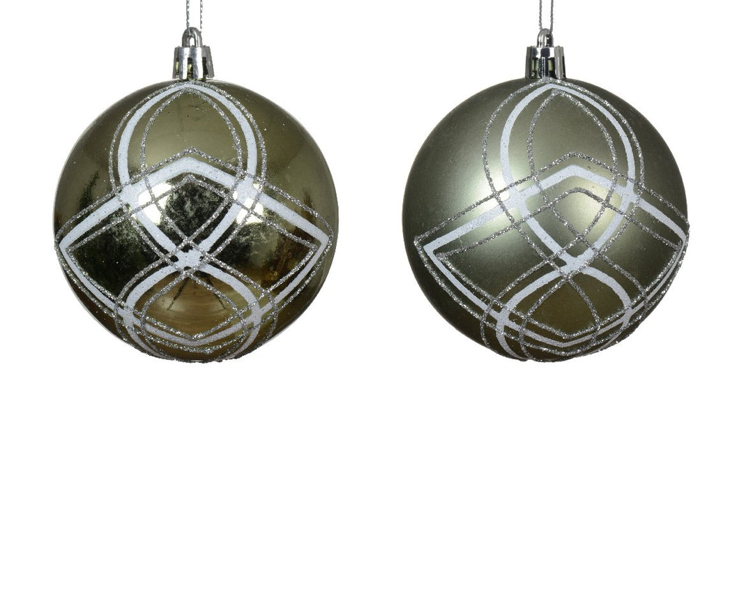 Kaemingk Shatterproof Glitter Decorated Baubles - Set of 2