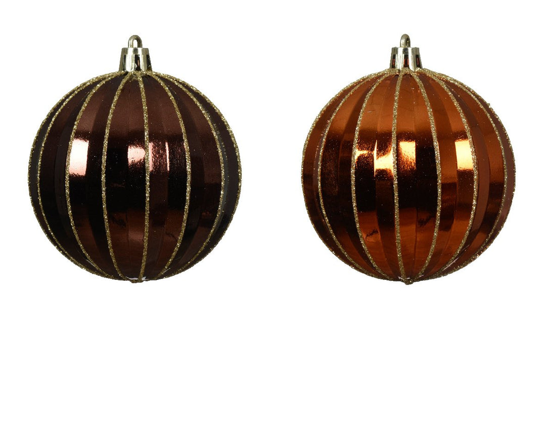 Kaemingk Shatterproof Bauble W/ Golden Lines - Set of 2