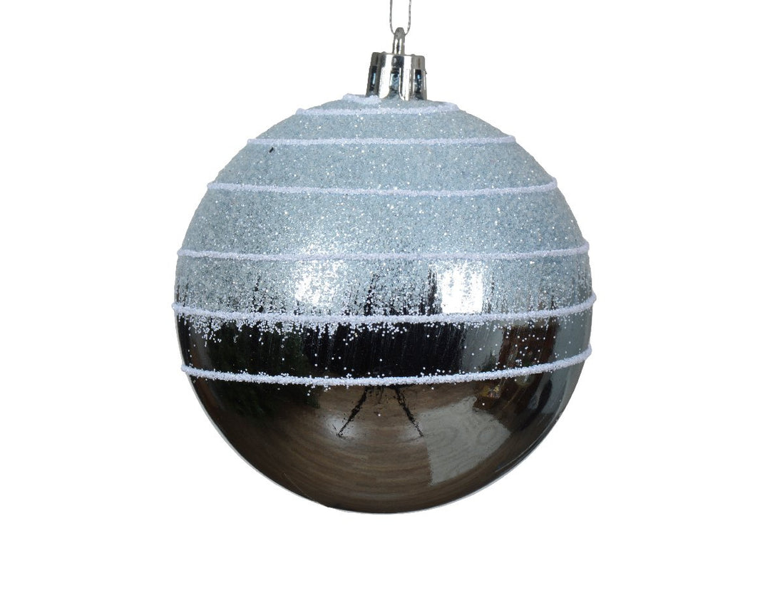 Kaemingk Shatterproof Shiny Bauble W/ Glitter - Ice Blue