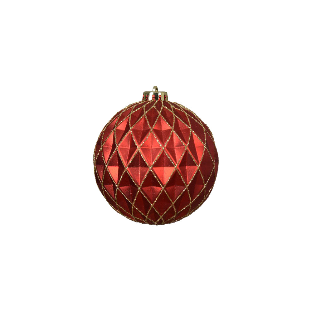 Shatterproof Baubles Red W/ Gold Lines