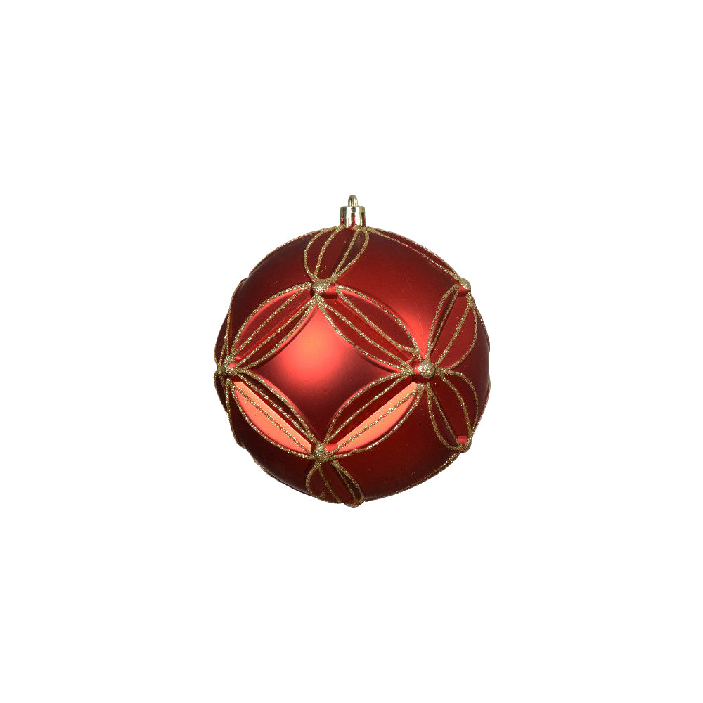 Shatterproof Baubles Red W/ Gold Lines