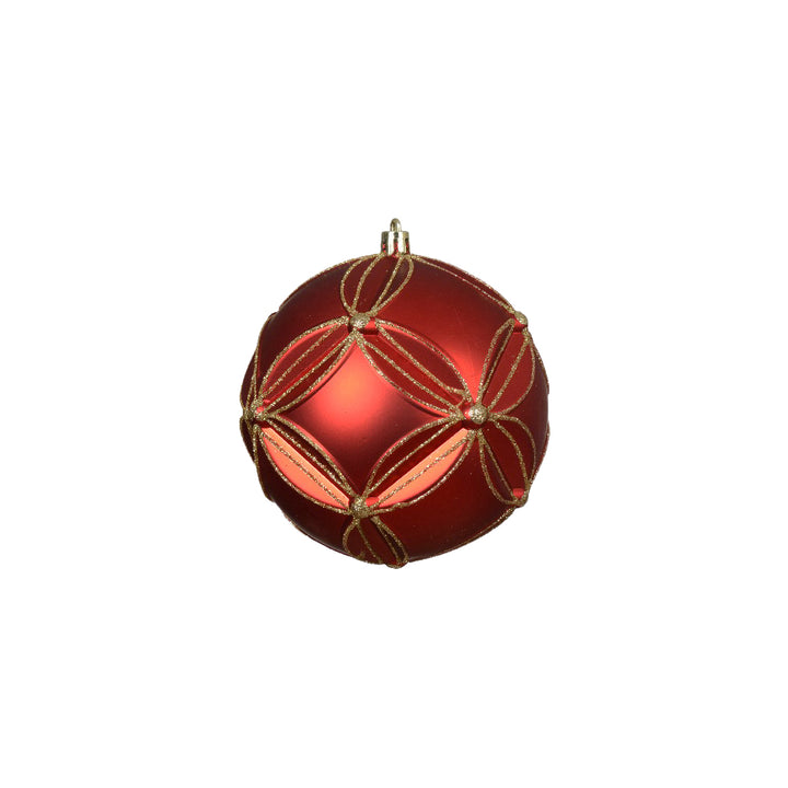 Shatterproof Baubles Red W/ Gold Lines