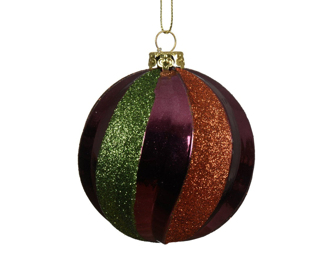 Kaemingk Shatterproof Matt & Glitter Bauble - Dark Mauve