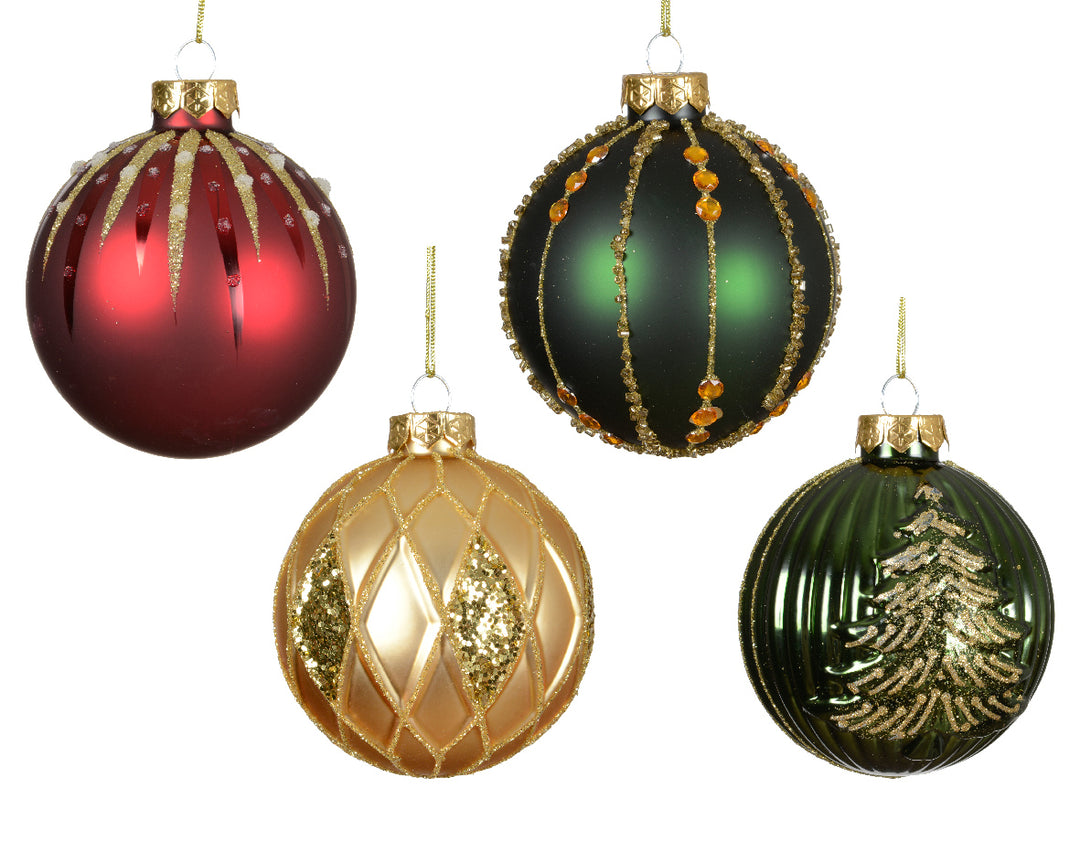8cm Glass Bauble Traditional