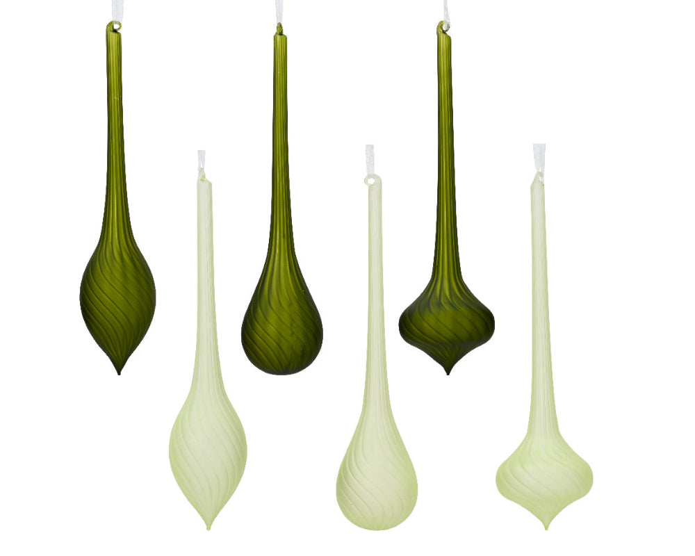 31cm Glass Ornament Matt With Swirl Green