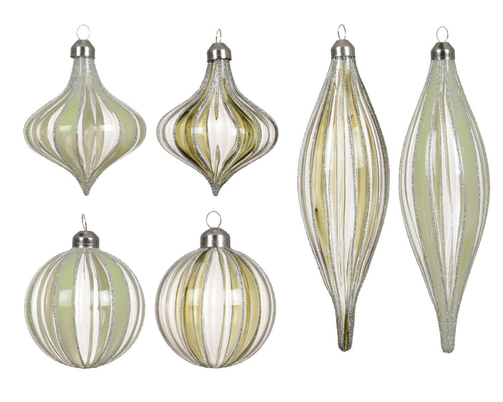 Glass Bauble Transparent Color With Vertical Stripes