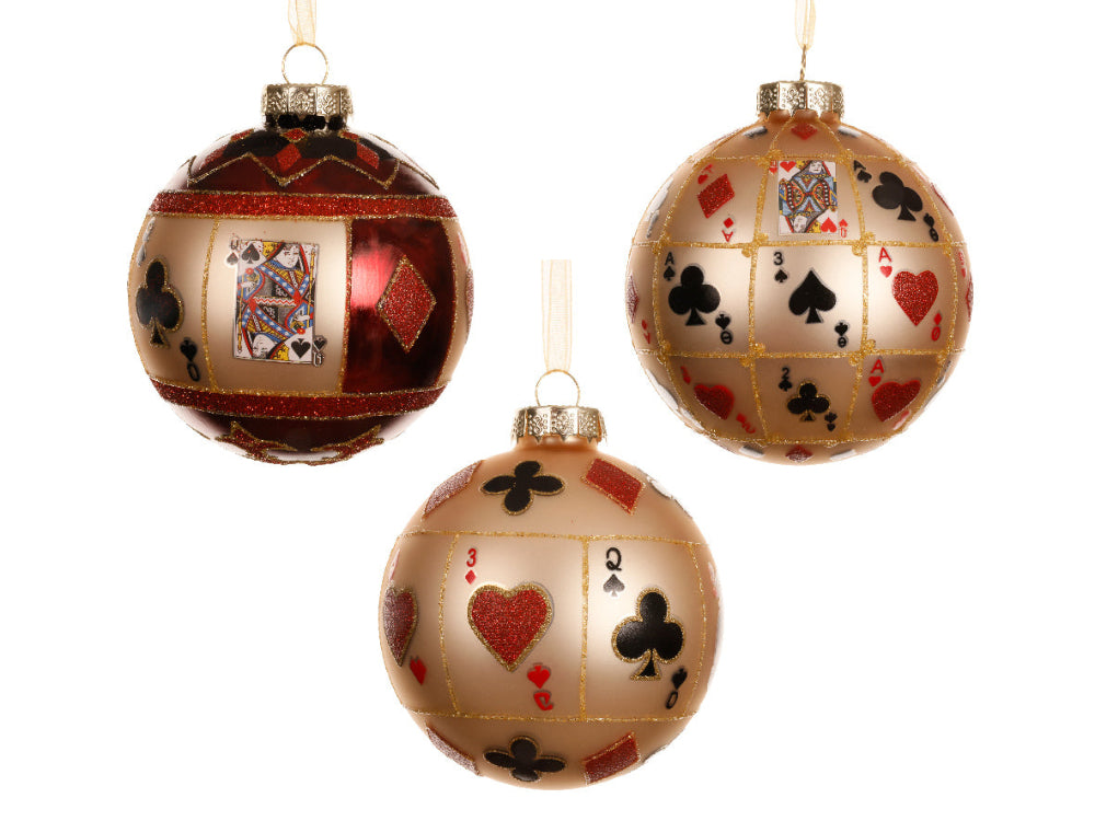 8cm Glass Bauble Playing Card