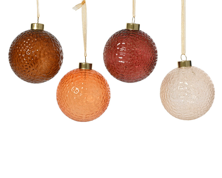 8cm Glass Bauble With Glitter