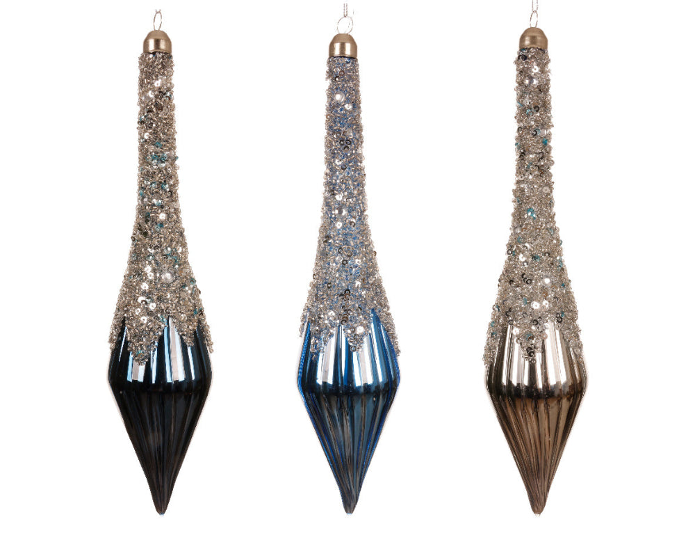 23cm Glass Ornament Shiny Enamel With Sequins
