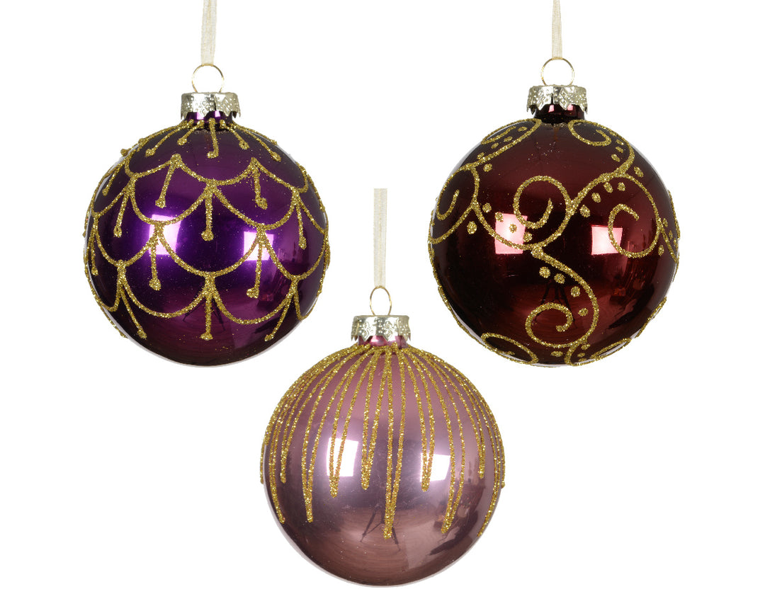 8cm Glass Bauble Enamel With Swirls
