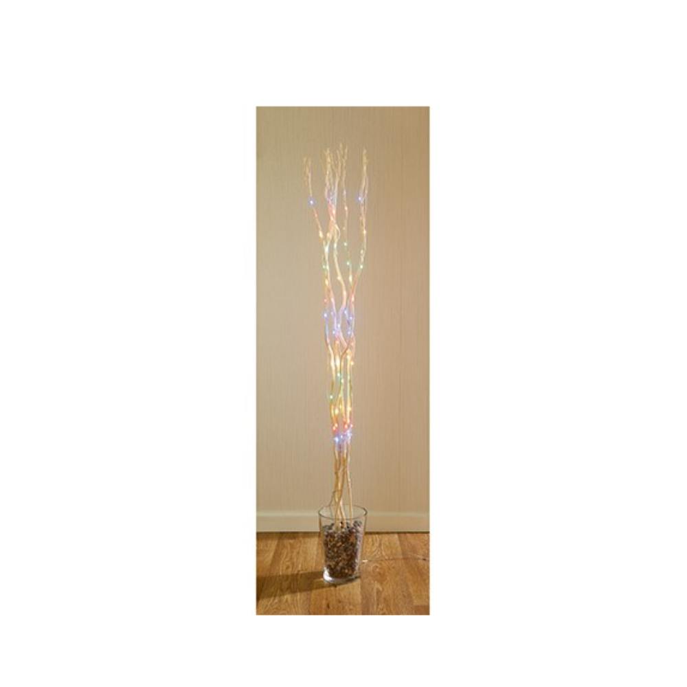 1.2m White Twig Christmas Display with 80 Multi Coloured LEDs