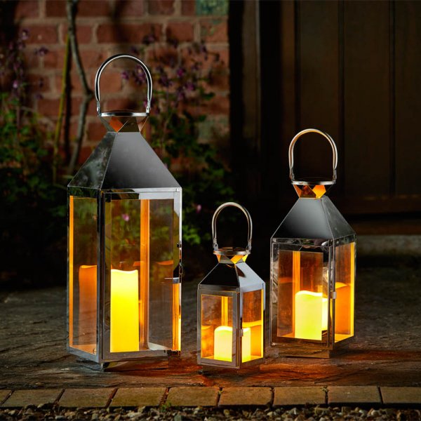 Stockholm Stainless Steel Lantern - Set of 3