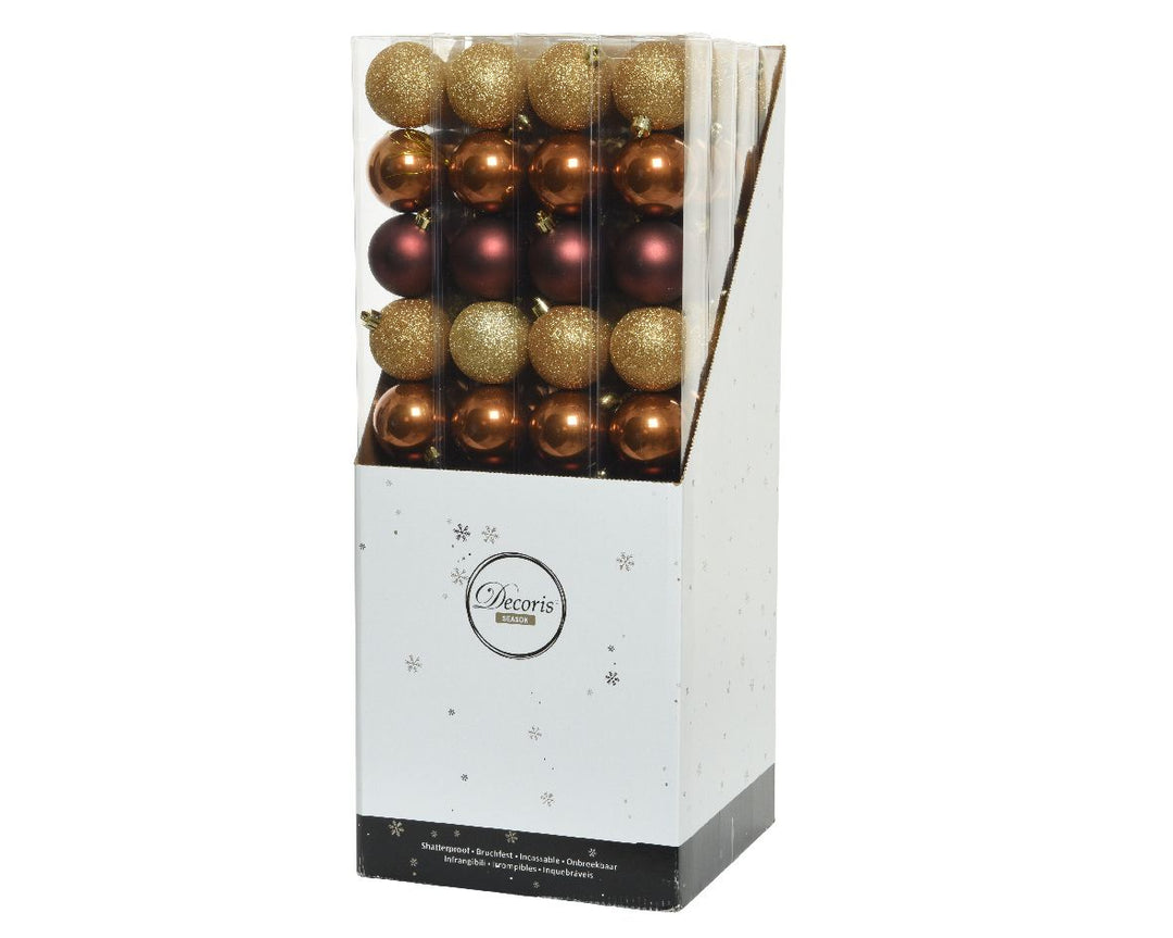 6cm Mixed Shatterproof Baubles - Tube of 10 Burgundy Cinnamon Mix