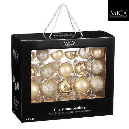 Edelman Christmas Bauble Set 42pcs Champagne - d7cm
