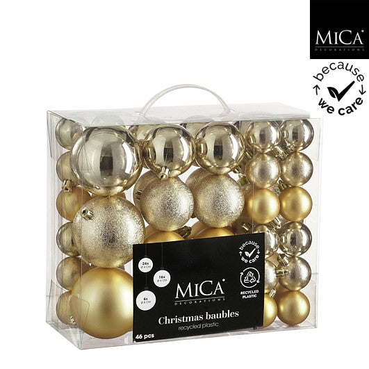 Edelman Unbreakable Bauble Set 48pcs Champagne - Mixed d4-6-8cm