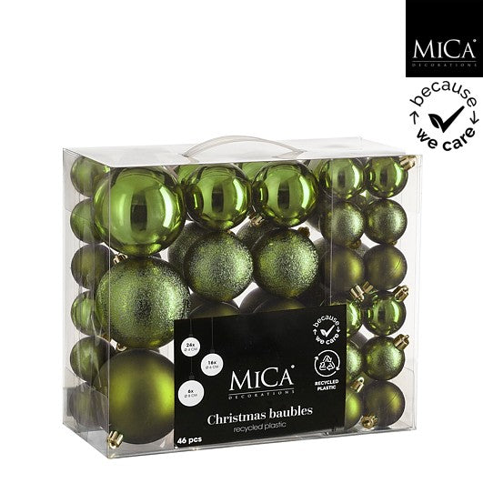 Edelman Unbreakable Bauble Set 48pcs Dark Green - Mixed d4-6-8cm