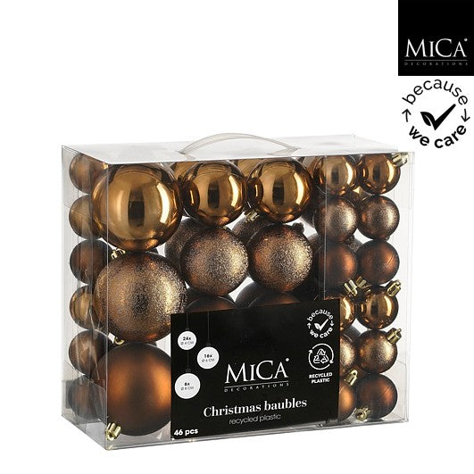 Edelman Unbreakable Bauble Set 48pcs Brown - Mixed d4-6-8cm