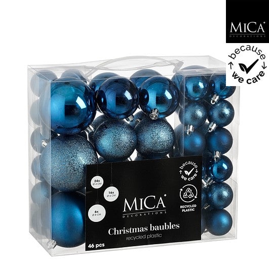 Edelman Unbreakable Bauble Set 48pcs Dark Blue - d8cm