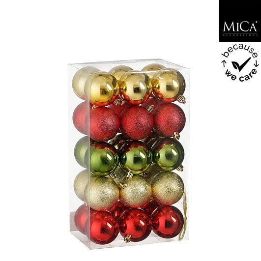 Edelman Unbreakable Bauble Set 30pcs Gold - d6cm
