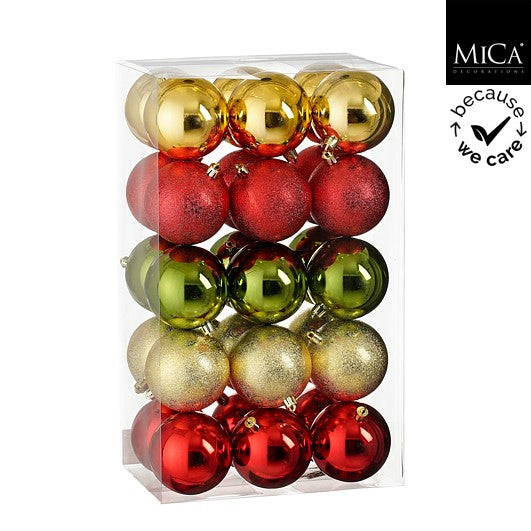 Edelman Unbreakable Bauble Set 30pcs Gold - d8cm