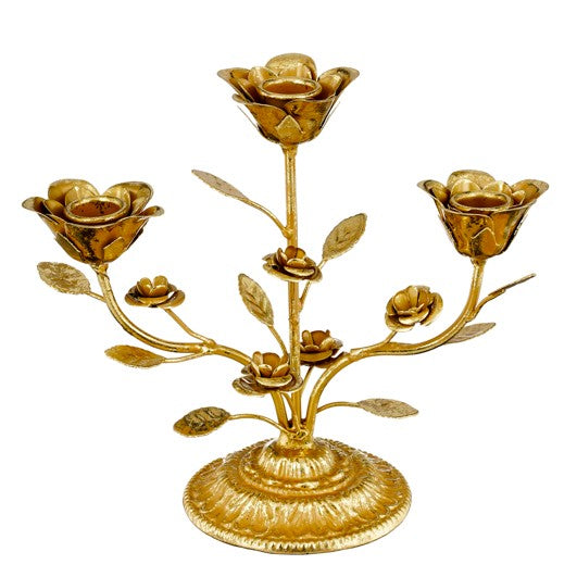 Edelman Candleholder Flower Gold - l25.5 x w11 x h22cm