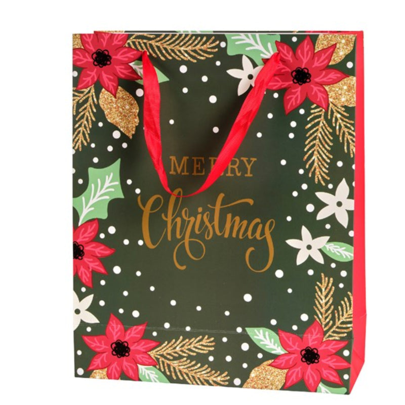 32cm Gift Bag With Poinsettia
