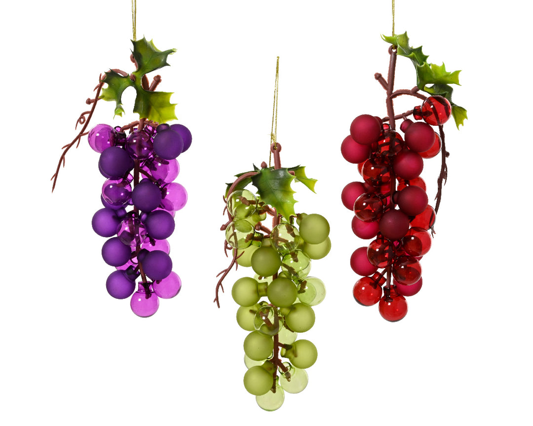 Glass Grapes With Leaves On Top