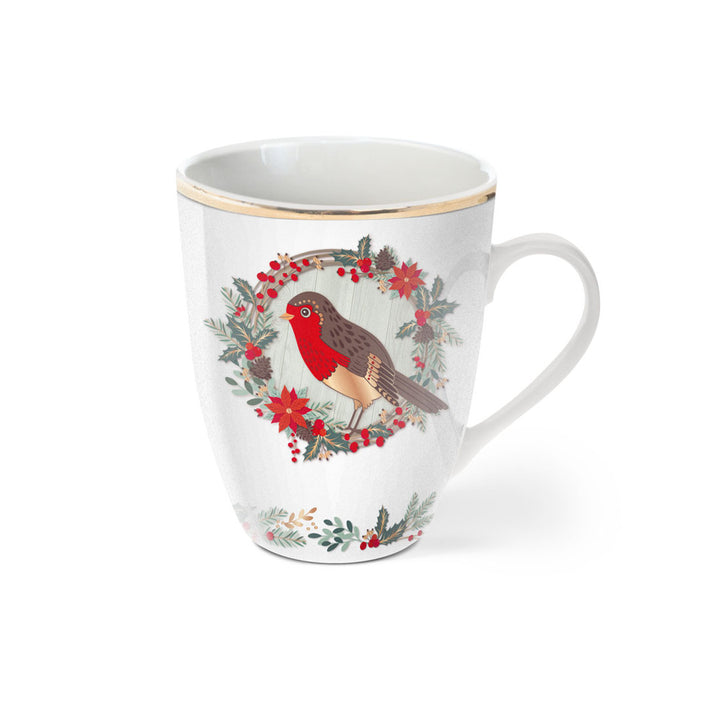 Birdy Set of 4 Christmas Robin Mugs 3