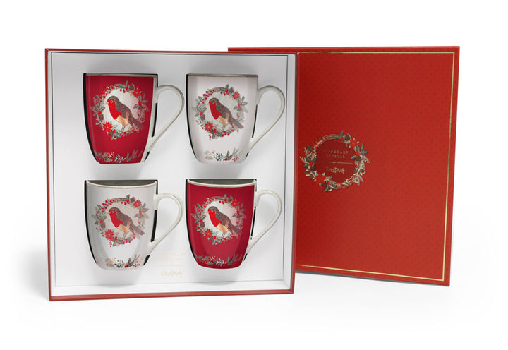 Birdy Set of 4 Christmas Robin Mugs