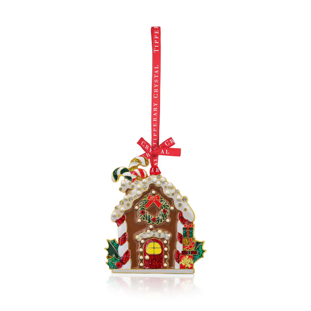 Sparkle Gingerbread House with Wreath Decoration