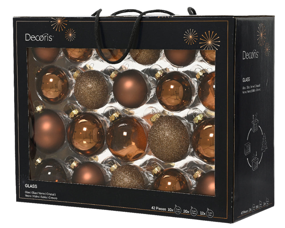 Box of 42 Glass Baubles Espresso
