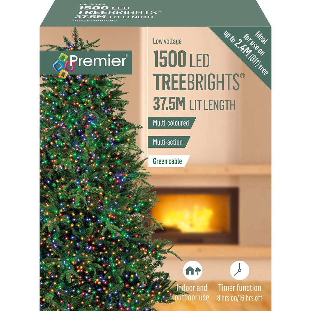 1500 LED TreeBrights Tree Lights with Green Cable