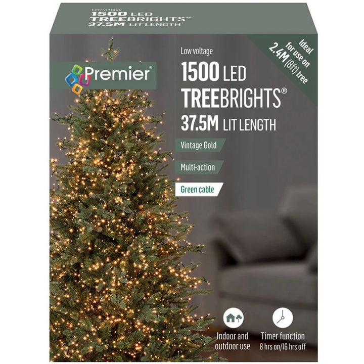 1500 LED TreeBrights Tree Lights with Green Cable