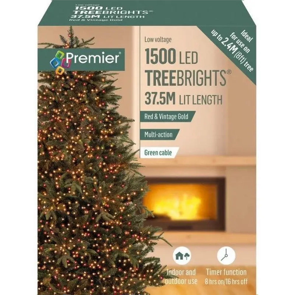 1500 LED TreeBrights Tree Lights with Green Cable