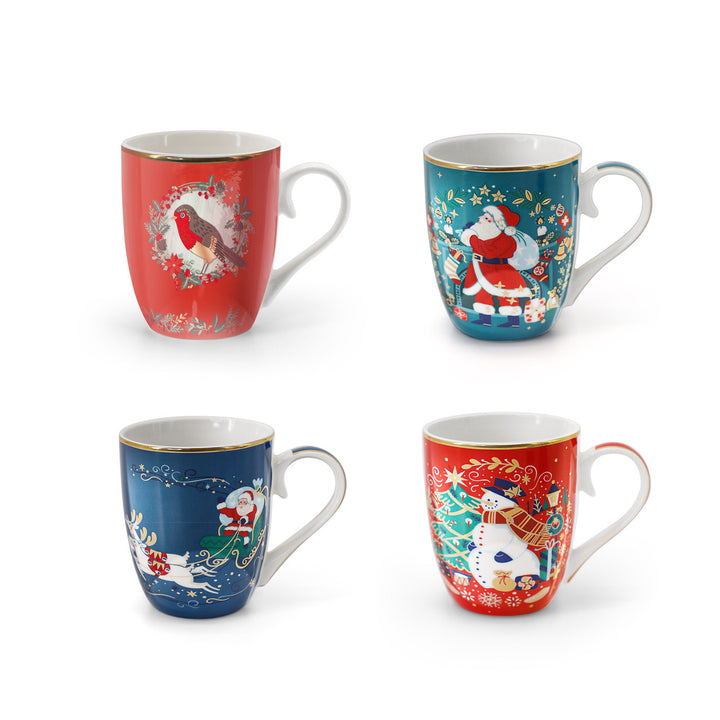 Christmas Mugs set of 4