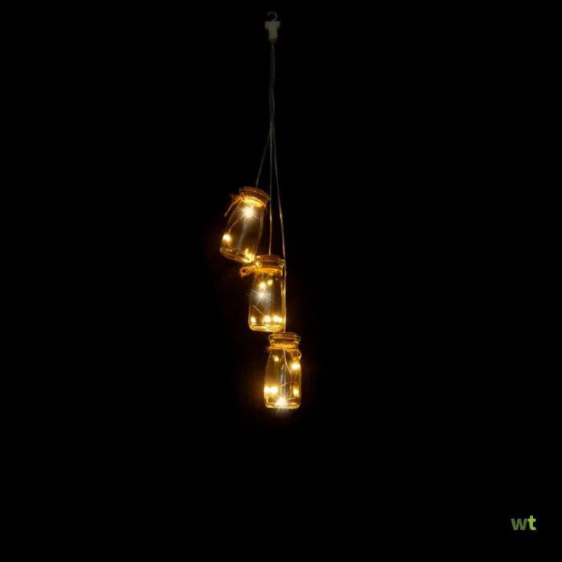 Set Of 3 Glass Bottle With LED Lights