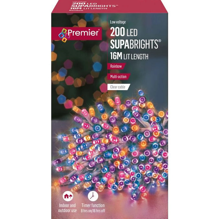 200 LED Supabrights Tree Lights Clear Cable