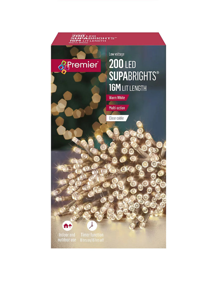 200 LED Supabrights Tree Lights Clear Cable