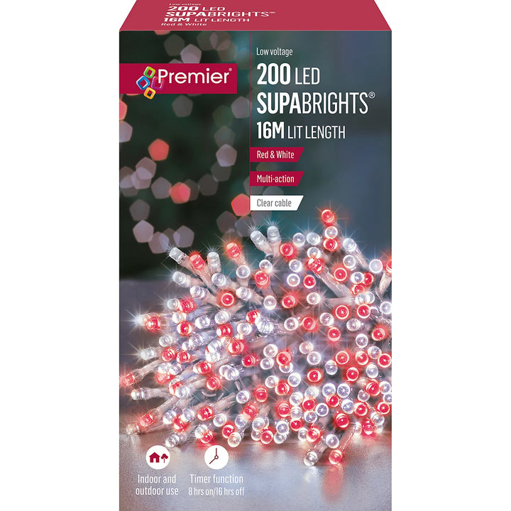 200 LED Supabrights Tree Lights Clear Cable