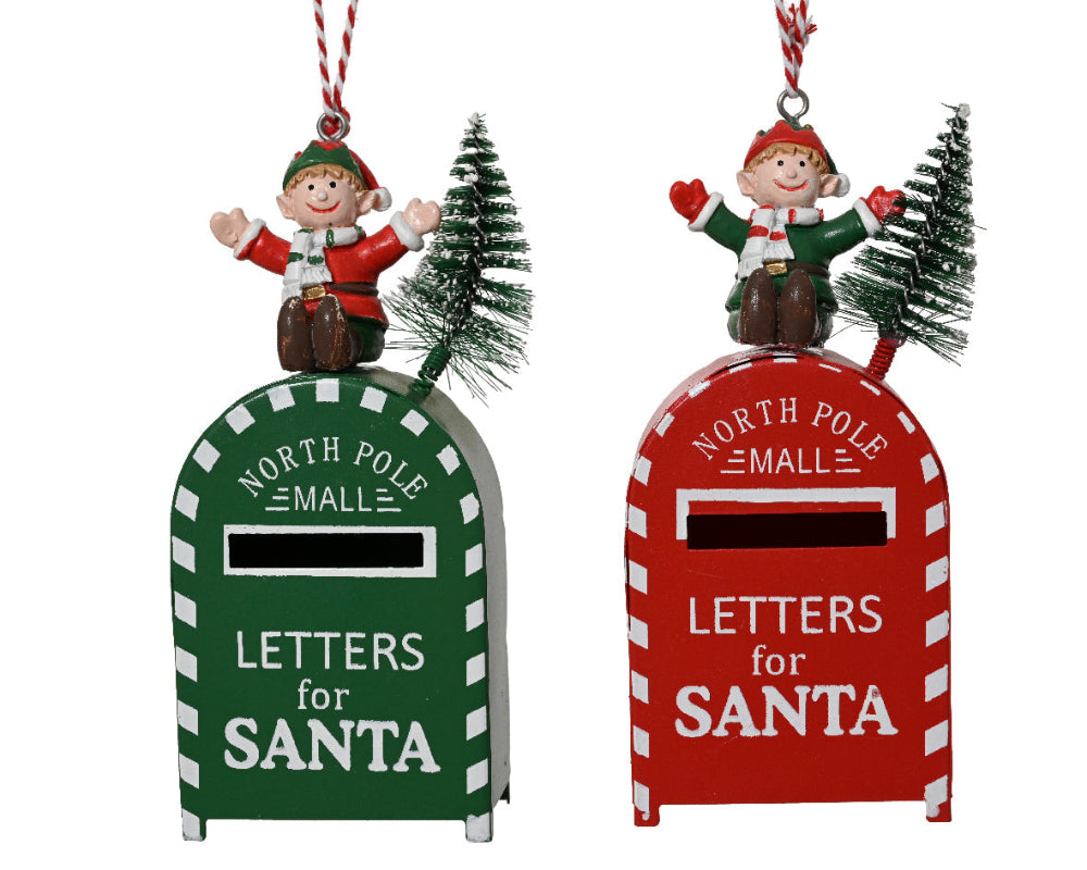 10cm Mailbox With Elf & Tree