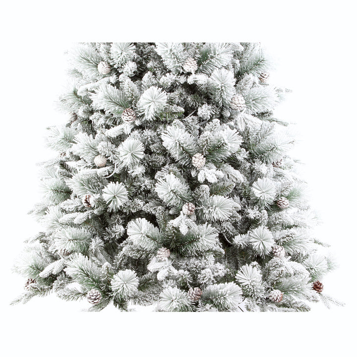 Frosted artificial Christmas tree with pine cones 