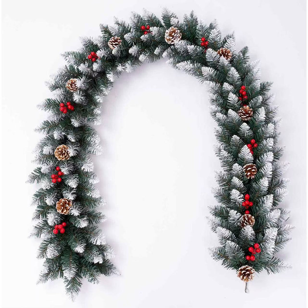 Decorative Christmas garland with pine cones and berries