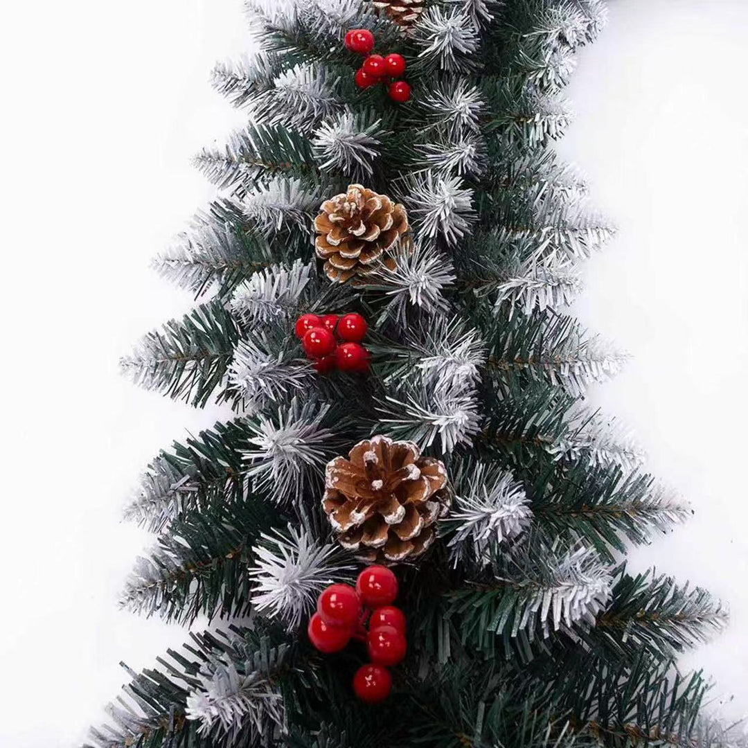 Decorative Christmas garland with pine cones and berries