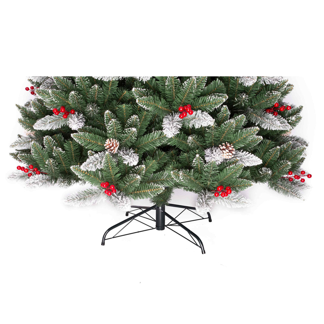 Decorated Christmas tree with red berries