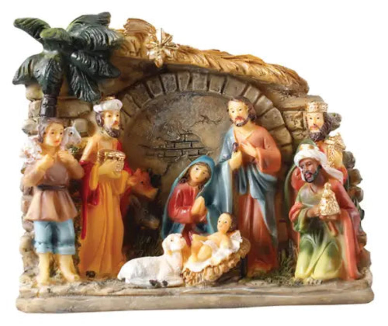 Nativity Holy Family In Shed 5 Inch